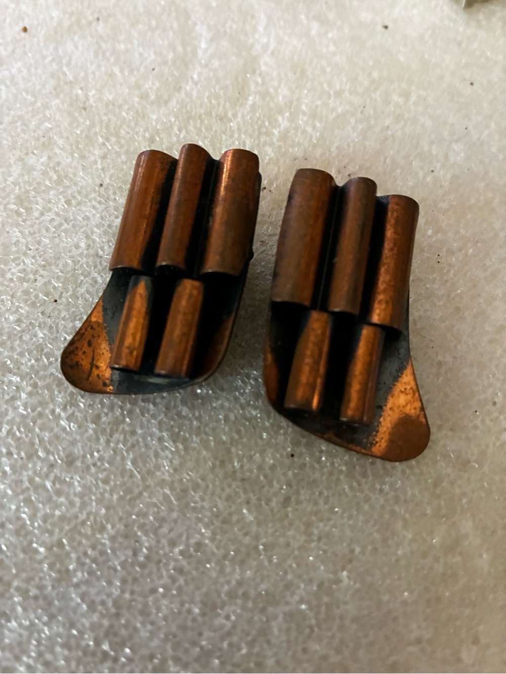 Vintage copper clip on earrings